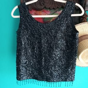 Vintage black sequin top